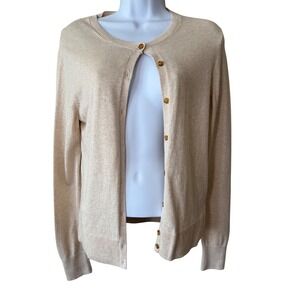 Gap Women Oatmeal Heather Beige 100% Cotton Button Front Cardigan Sweater Size M